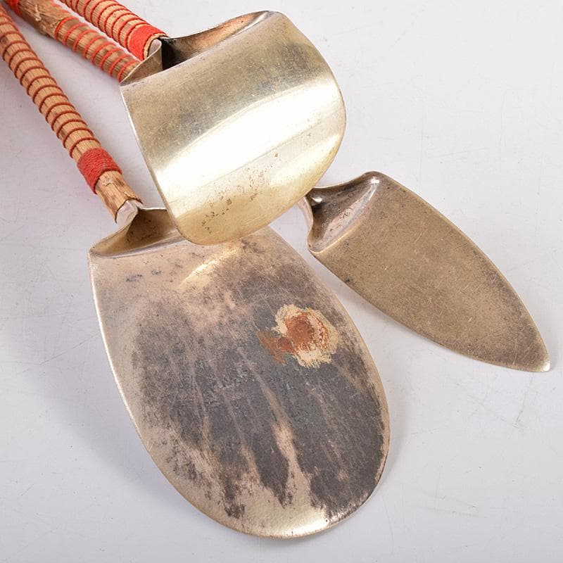 茶道具　金工師　木村清五郎造　南鐐　灰匙　三本組　約63g　共箱　M　R7732