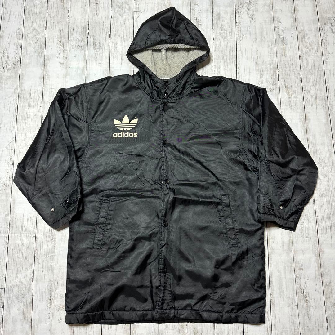 アディダス ベンチ コート ブラック ロゴ スポーツ ジャケット ウォームアップ