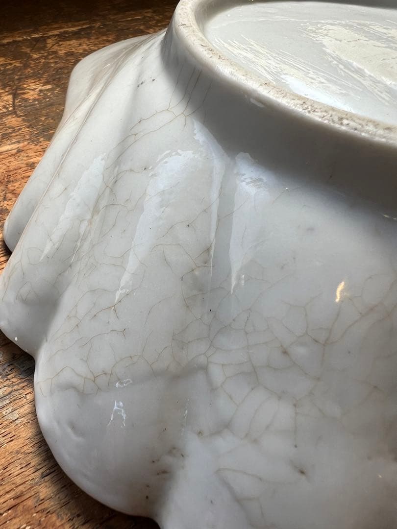 古伊万里　アンティーク　骨董　赤絵貝型菓子器　輸出用　花鳥の図　飾皿