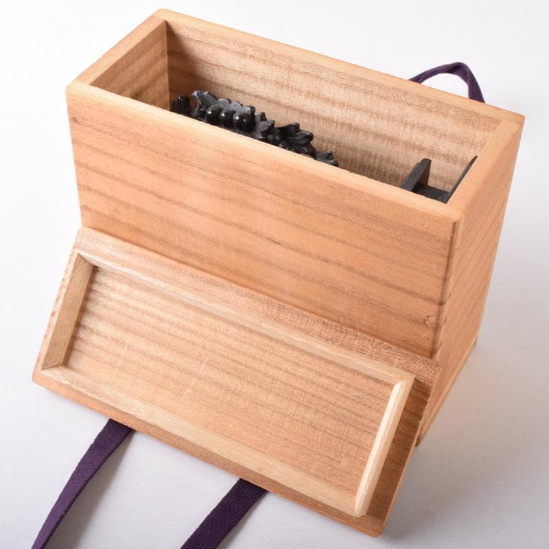 中国　玉石黒石彫刻　鳳凰文透かし彫　硯屏　床飾　置物　時代箱付　C　R8364