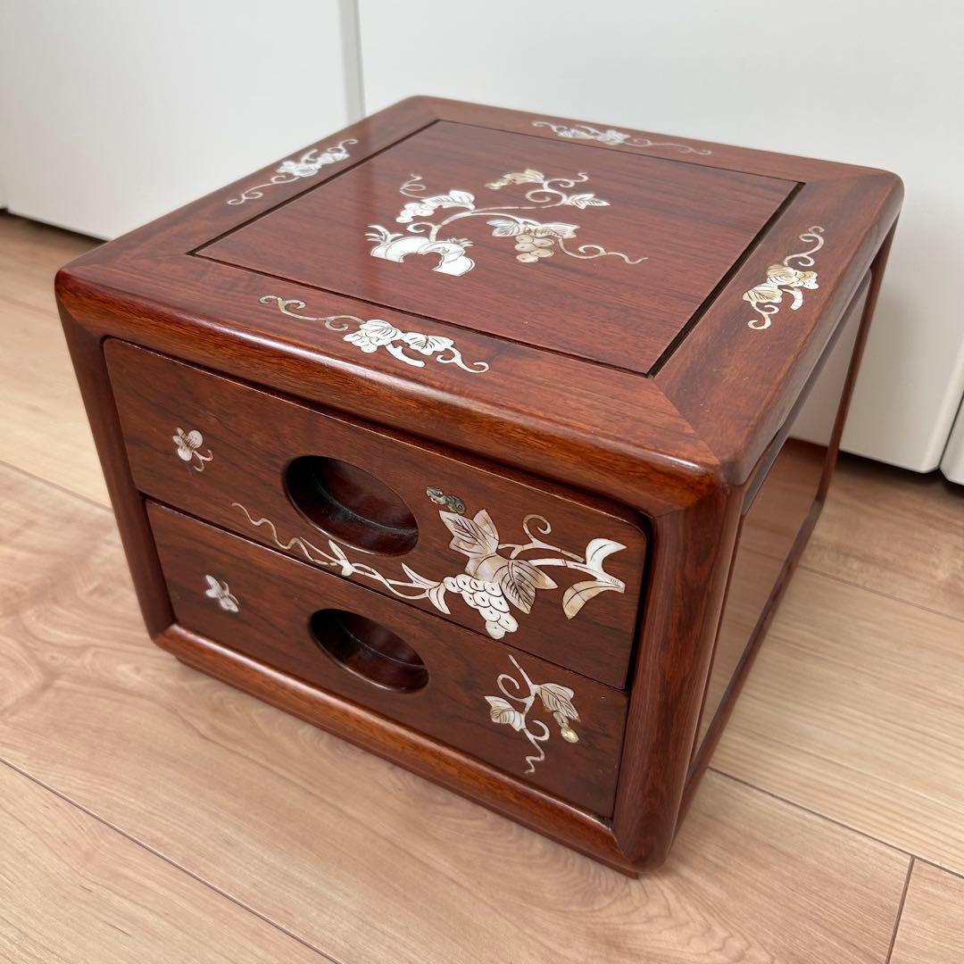 【週末◇10%お値下げ中】昭和レトロ 螺鈿細工 和箪笥 2段小物入れ 葡萄文様