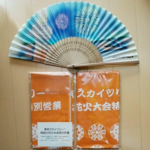 東京スカイツリー　扇子と手ぬぐい