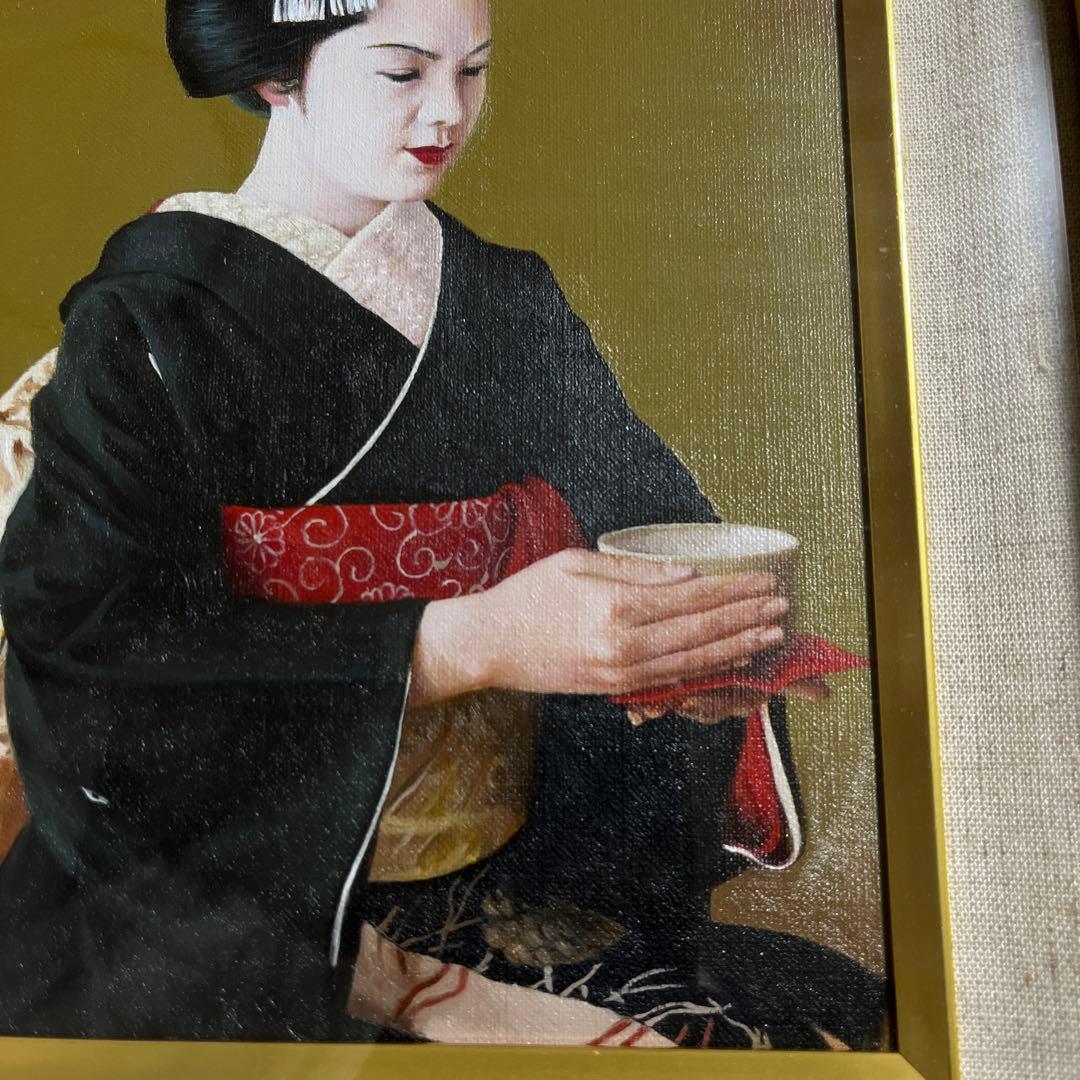 ⭕️油絵　二科会　会員　松井敏郎　画題　[御点前] SM パリ賞受賞　油彩　絵画