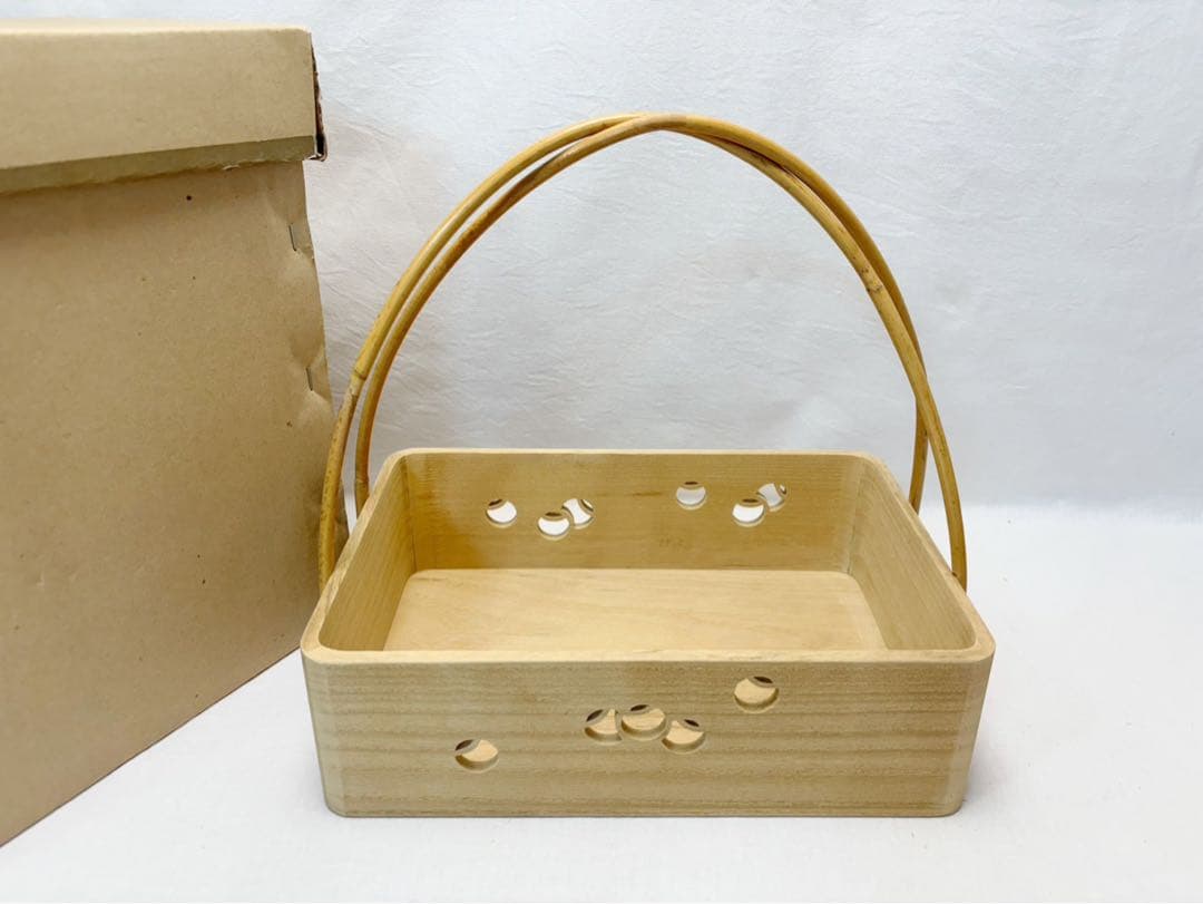 未使用 茶道具 桐 一燈好写 つぼつぼ透かし 手持ち莨盆 喫煙具 木工芸 紙箱