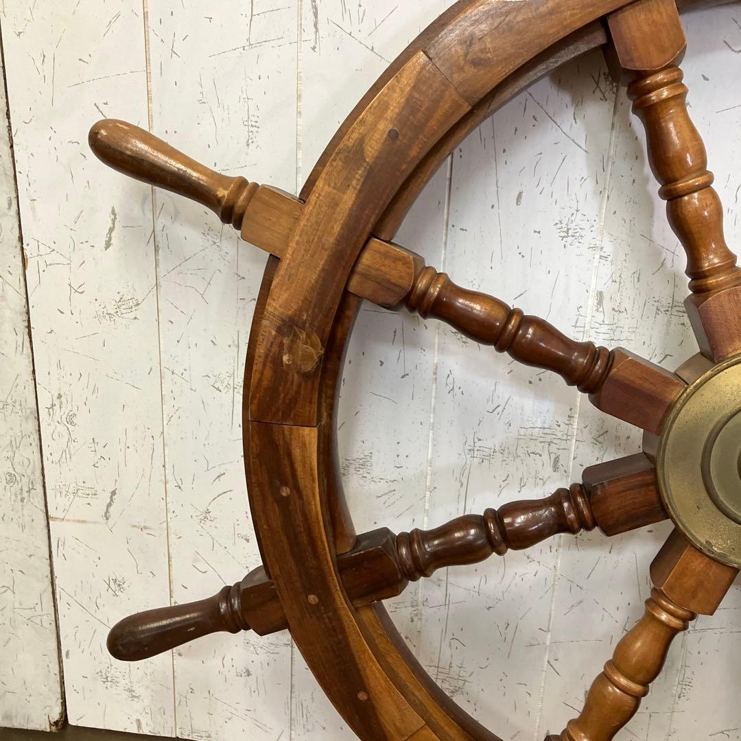 A-1 木製 船の舵輪 8本ハンドル マリンインテリア 操舵輪 ラット ハンドル