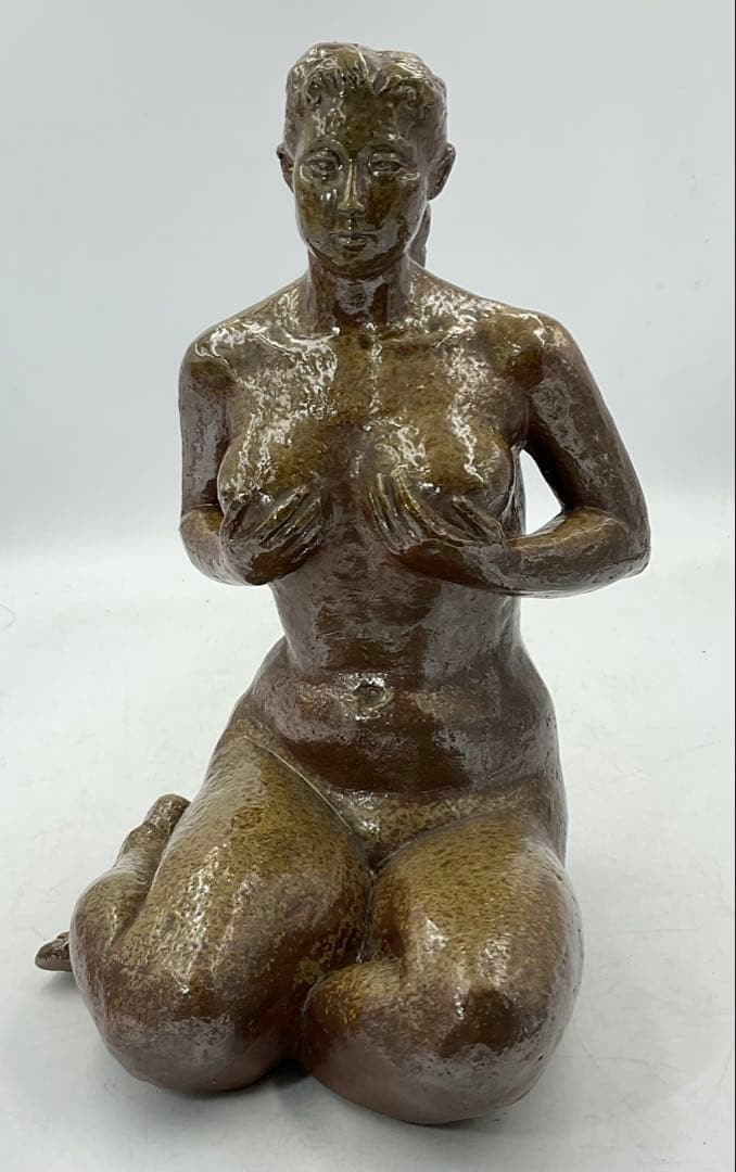 【104】★昭和初期の名工　陶彫作家　岡本錦朋先生　備前焼裸婦像★