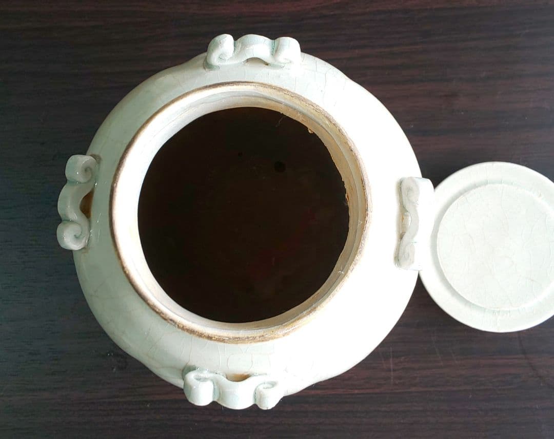 中国美術 宋 白磁 蓋付壺四耳壺 北宋時代(１２世紀後期)