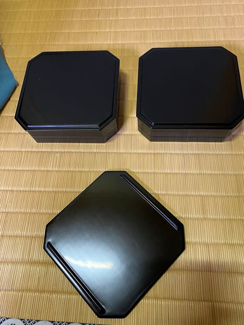 【本日限定】茶道具/縁高重 木製 黒 新塗 5段