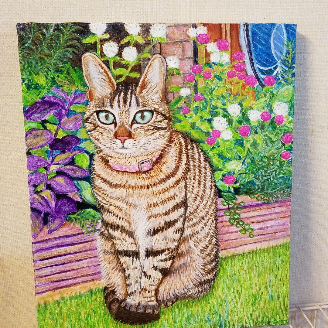 油絵　midori　　お出迎えするしおちゃん