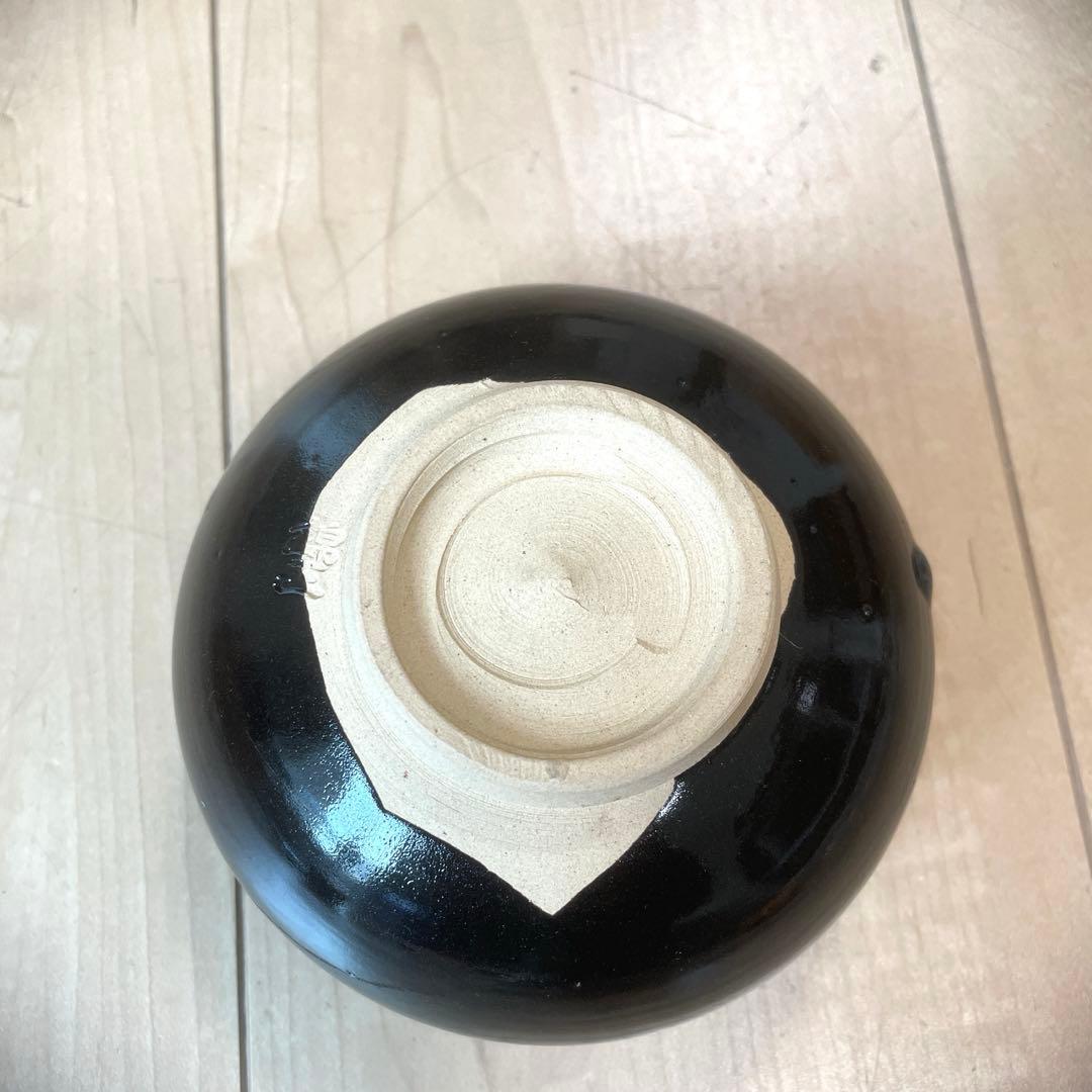 薩摩焼　野崎錦正造　黒釉茶碗茶　抹茶碗 骨董1-4