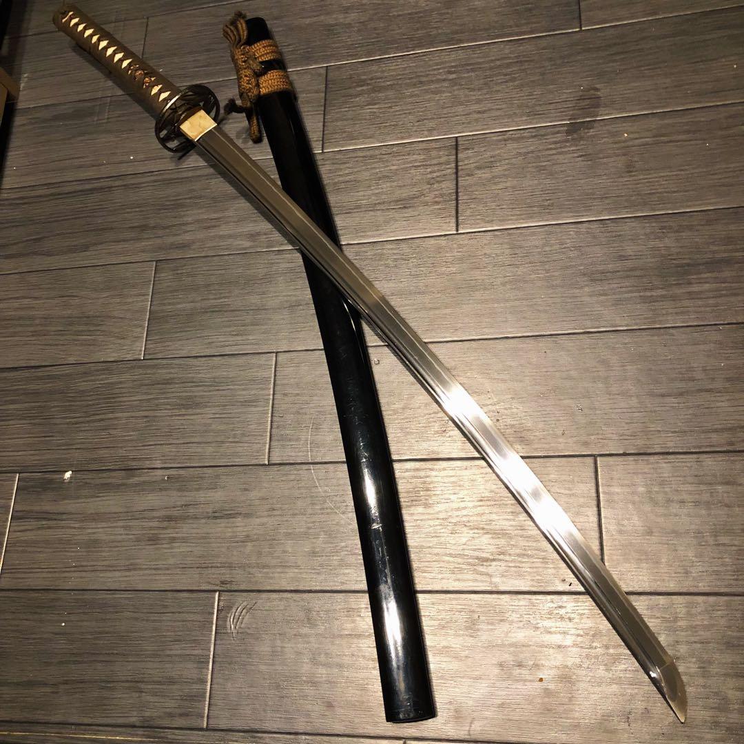 高級模造刀　樋有刀身 渋緑拵え　居合刀　太刀　本格模造刀