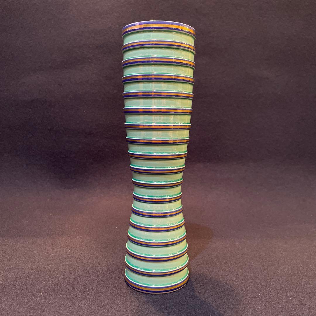 【中村 翠嵐】(造)『砧花入 』『淡青交趾独楽筋』共箱※美品