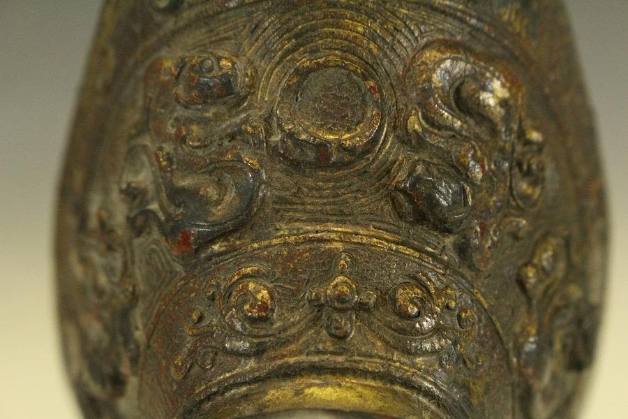 中国美術 古銅 龍紋 洗 文房具 匙(HA398)