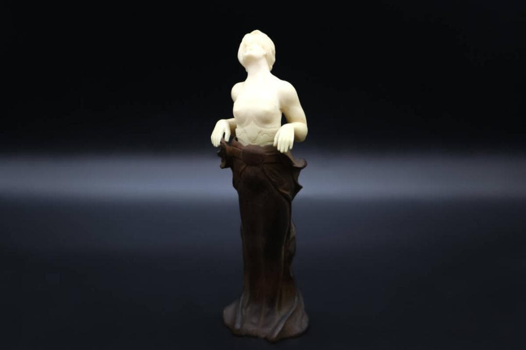 作家もの オブジェ アールヌーボー 裸婦像 木彫 彫刻 置物