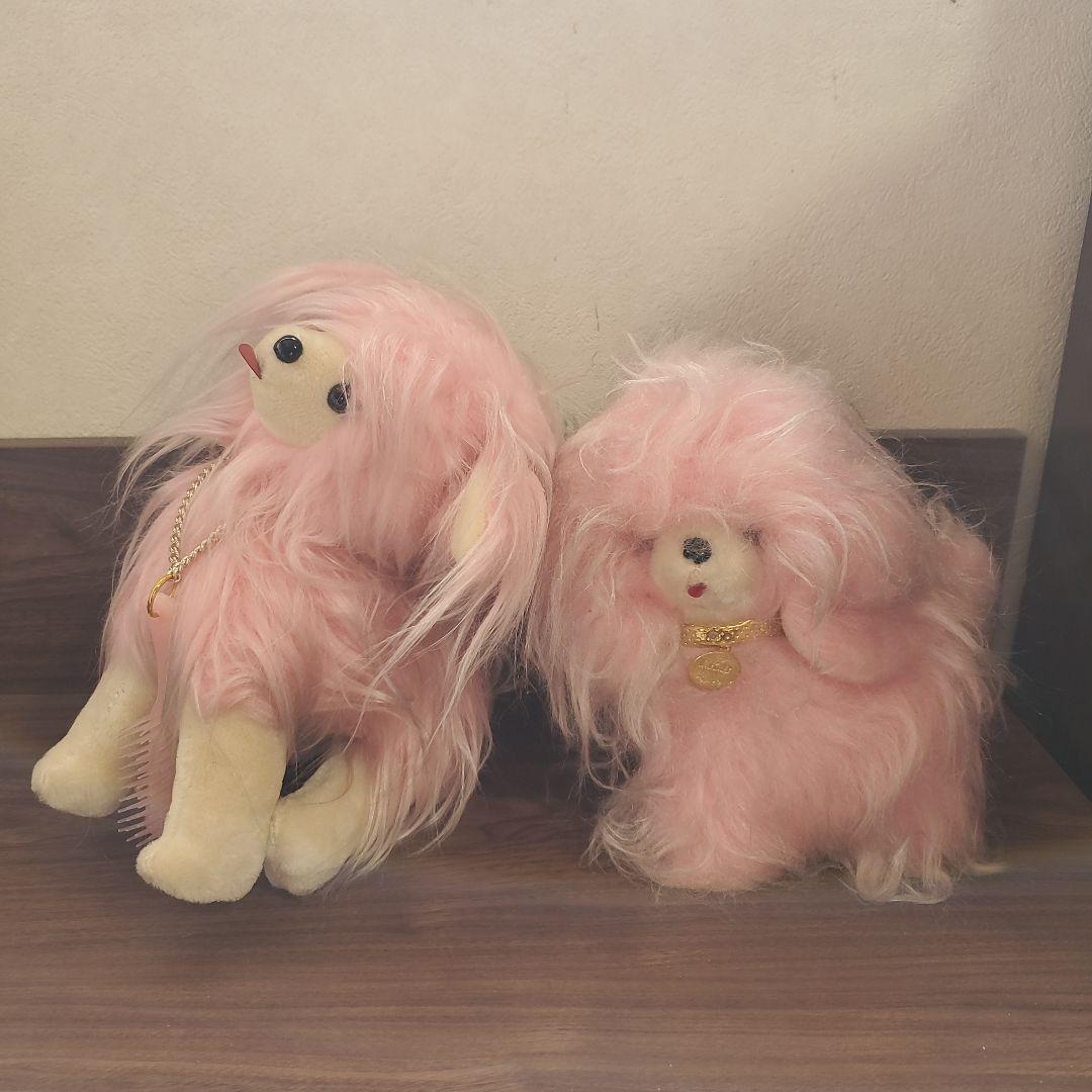 ☆ お手入れワンちゃん ぬいぐるみ ピンク 昭和レトロ 犬 ファンシー