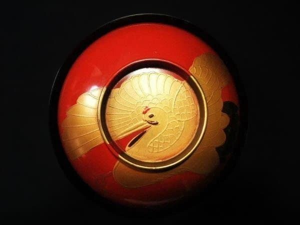 吸い物椀 金蒔絵 ツル 鶴 大名碗 盛り上げ 明治期 骨董 時代物 逸品 美品