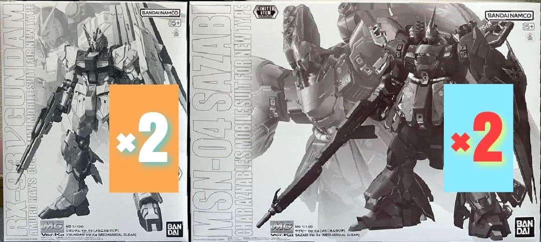 MG 1/100メカニカルクリア νガンダム２個　サザビー２個Ver.Ka
