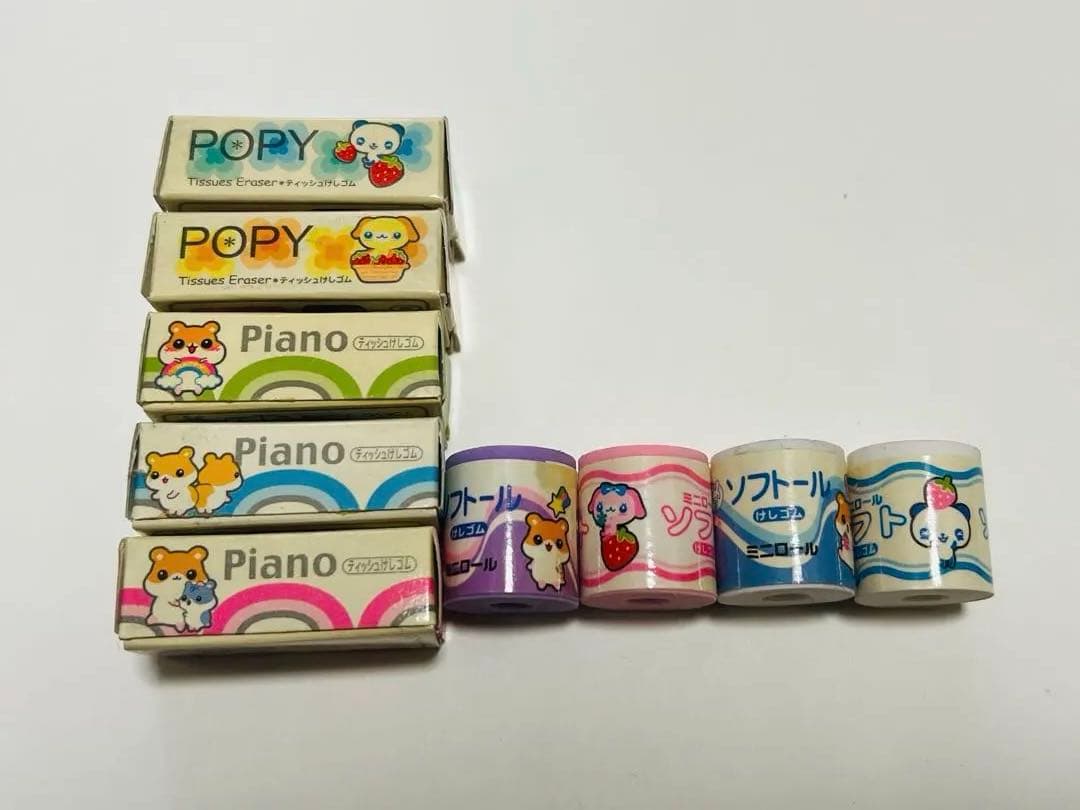平成レトロ レア カラフルティッシュ トイレットペーパー消しゴムセット