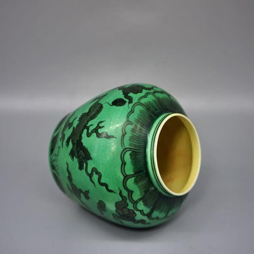 緑釉 天字罐 陶磁