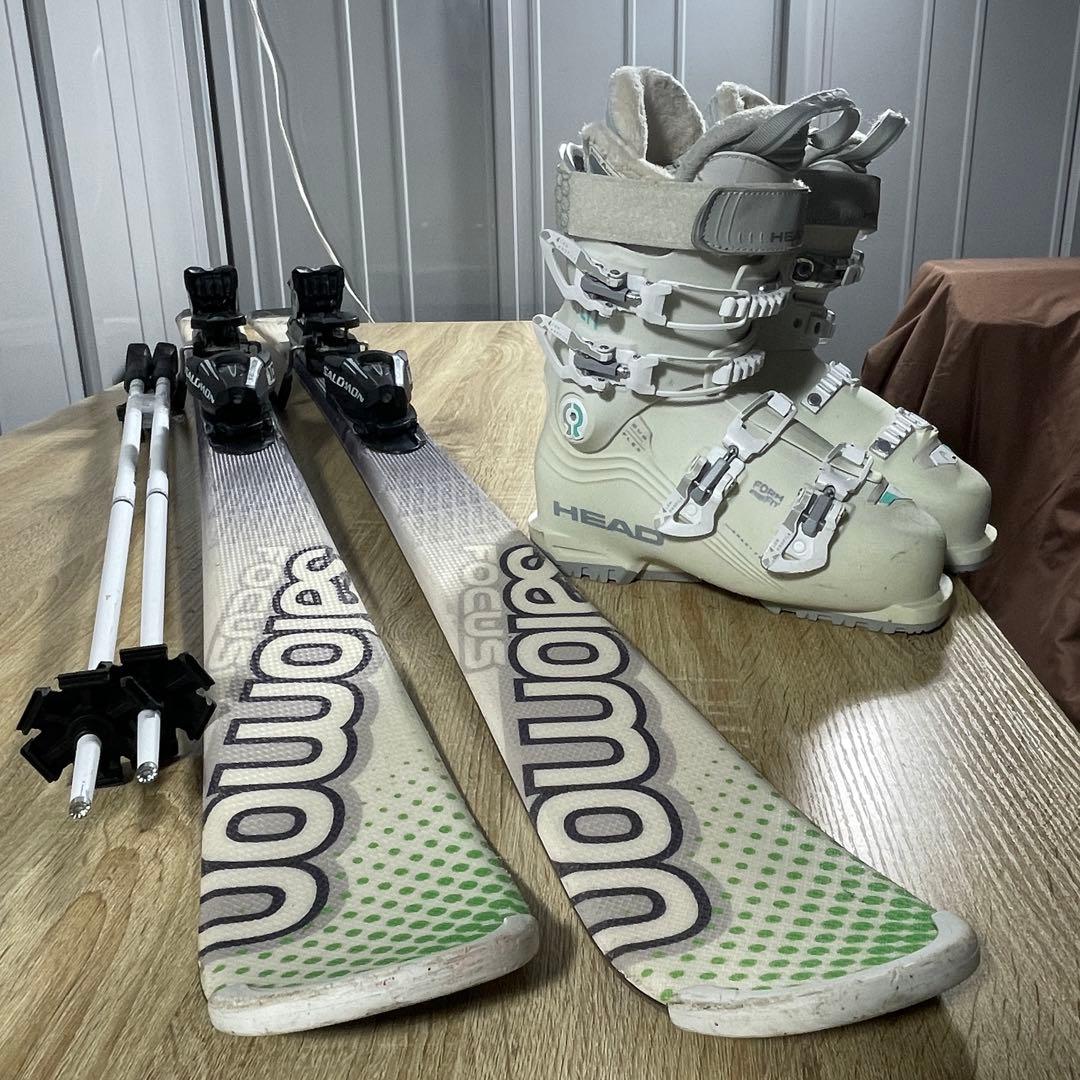 SALOMON155cmHEAD24/24.5cmストック105cmスキーセット