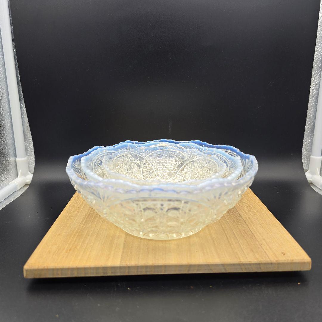 【骨董】大正ガラス 乳白色 小鉢 3個 時代もの