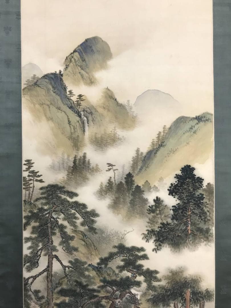 【真作】近藤翠石/夏渓山樵図/山水図/人物図/掛軸/名家伝来/AC-783