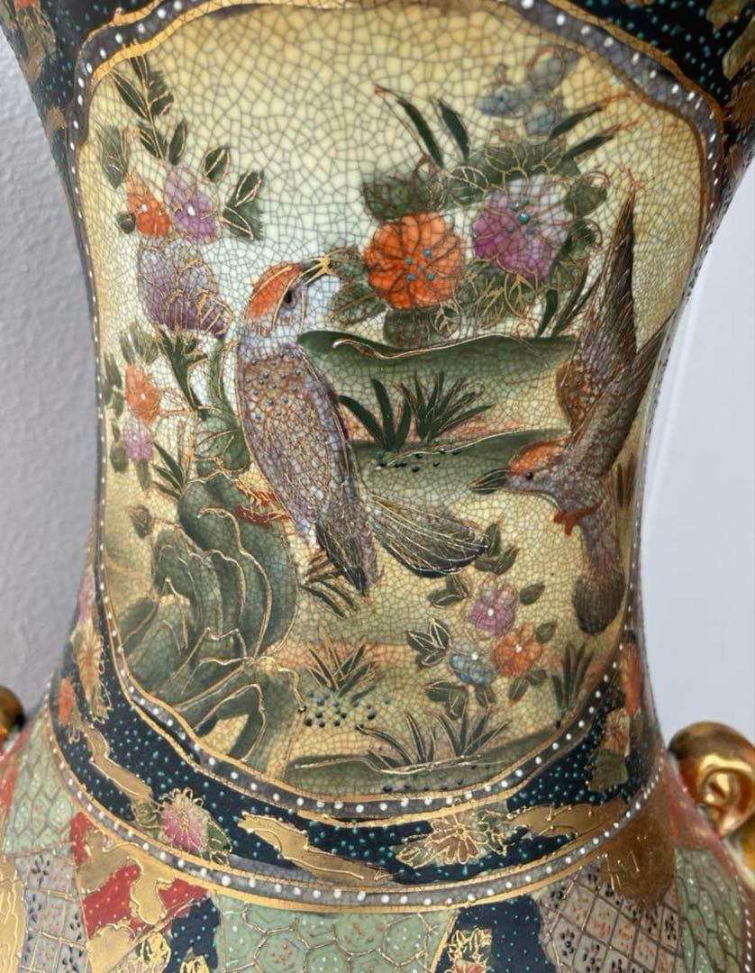 大きな薩摩焼の宮廷床花瓶 , 新年 セール‼️