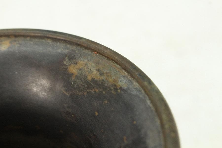 蔵六造 飛金 刻 霊芝 青銅 香炉 在名(K-XA807)