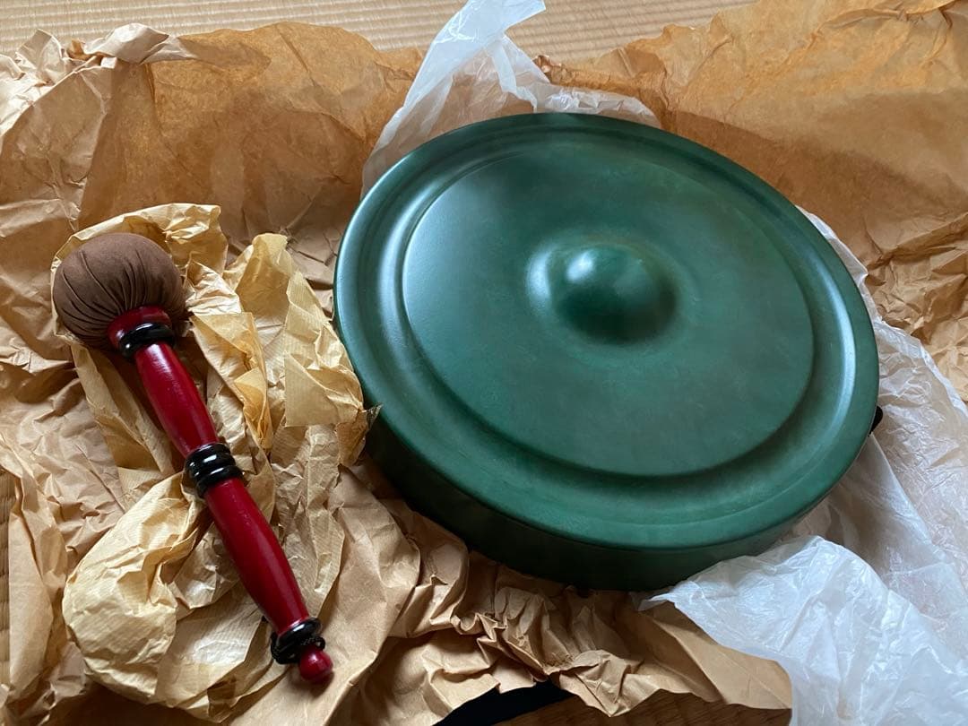 銅鑼　青銅製　バイ付き