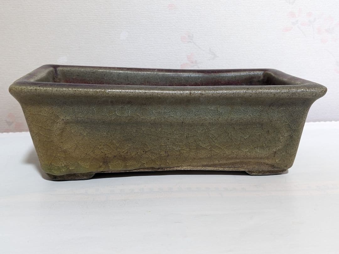 ♦中国古玩 長方形辰砂ミニ盆栽鉢 北京紫禁城 建福宮印 古美術品 骨董品