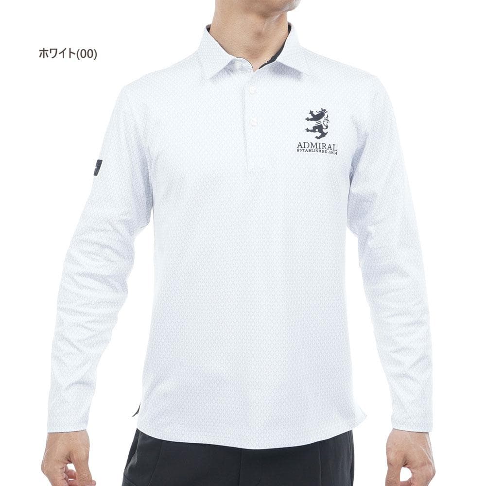 アドミラル ゴルフ 裏起毛シャツ〔小紋柄〕【L寸】ホワイト adma574