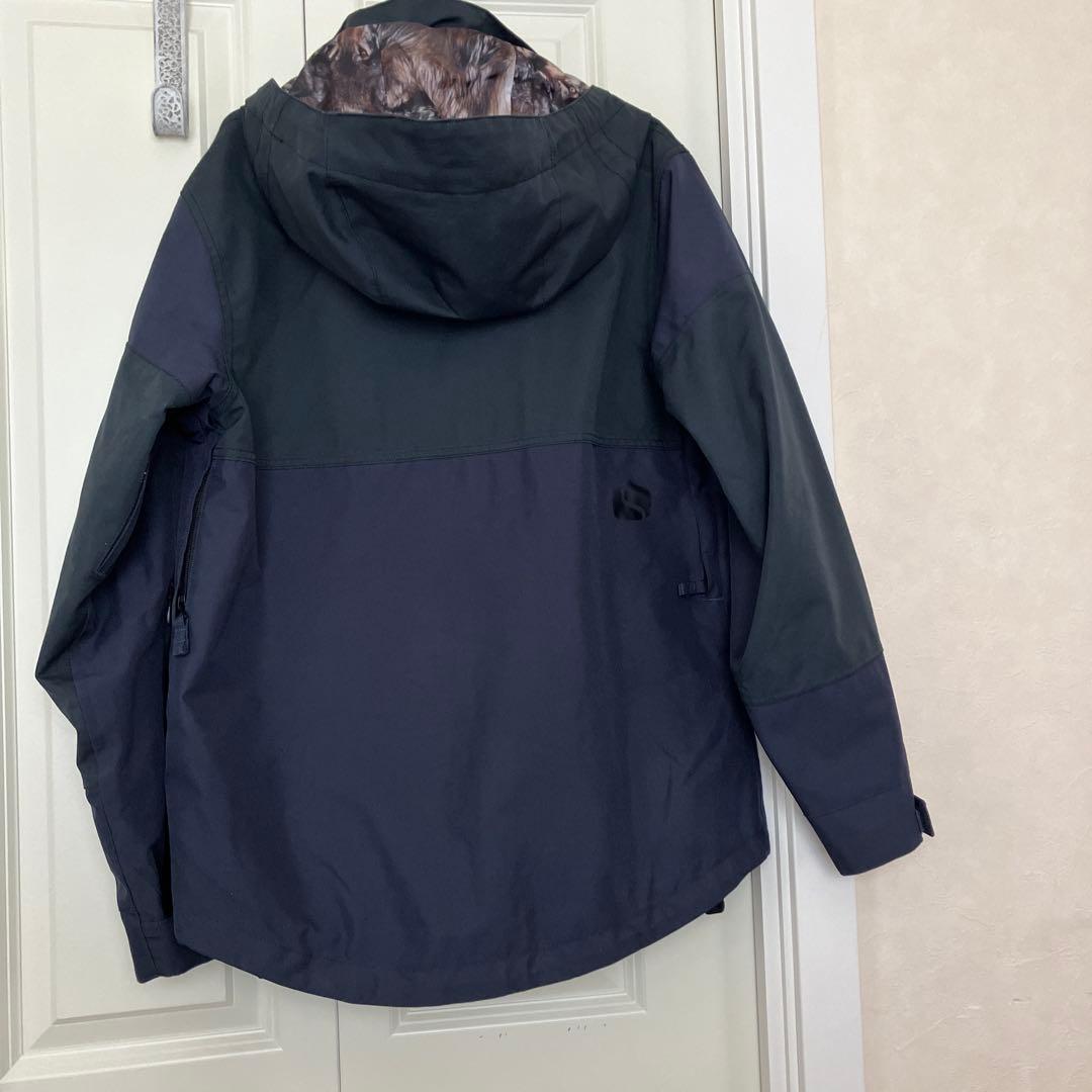 スノボウエア上下、黒×ダークブルー カモフラージュスノボパンツスノボウエア