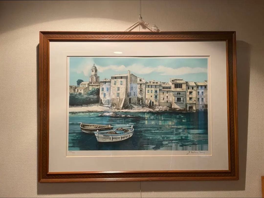 南仏サントロペの港JP Bertaux-Maraisによるオリジナル・リトグラフ