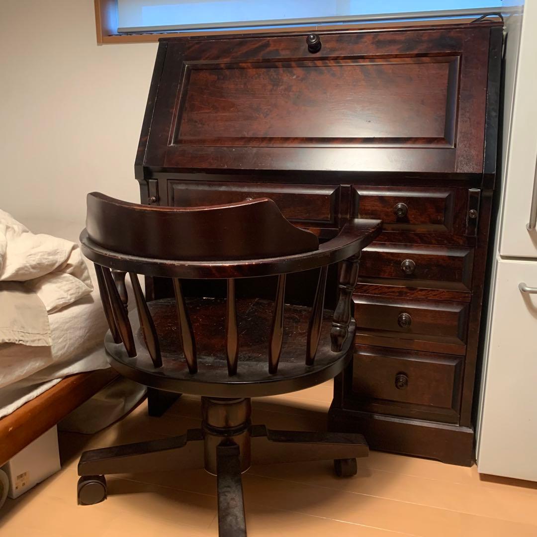 北海道民芸家具 ライティングビューロー デスク＋椅子セット販売可能