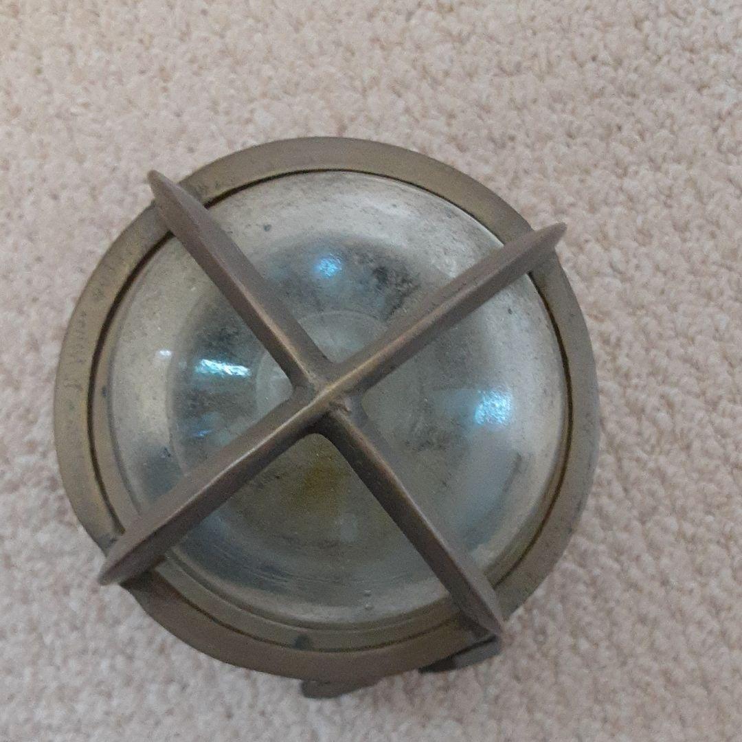 古い外国船燈火マリンランプ/真鍮&気泡ガラス/ハリケーン船舶用ブラケットライト