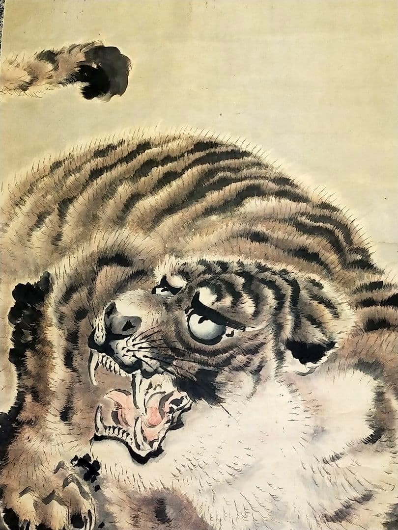 ♥岸派♥　虎　♥掛軸♥　岸篤　掛け軸　寅　トラ　岸駒　骨董　古玩