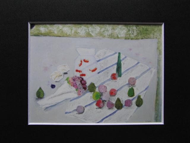 島村達彦、【金魚鉢と貝殻】、希少な画集画、新品高級額・額装付