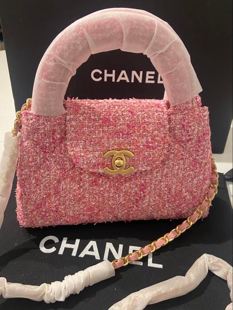 シャネル マトラッセ ツイード ハンドバッグ ピンク ノベルティ