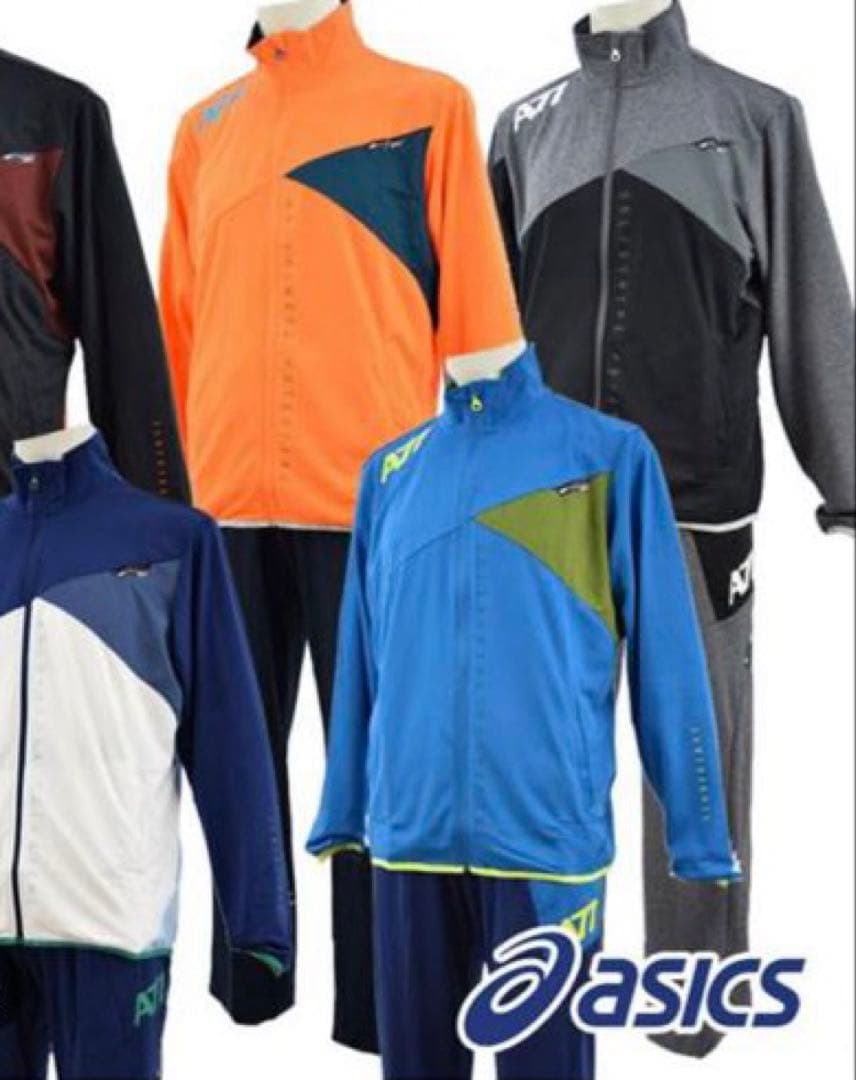 asics A77 トレーニングジャケットパンツセット　ハーフパンツ付き　ブルー
