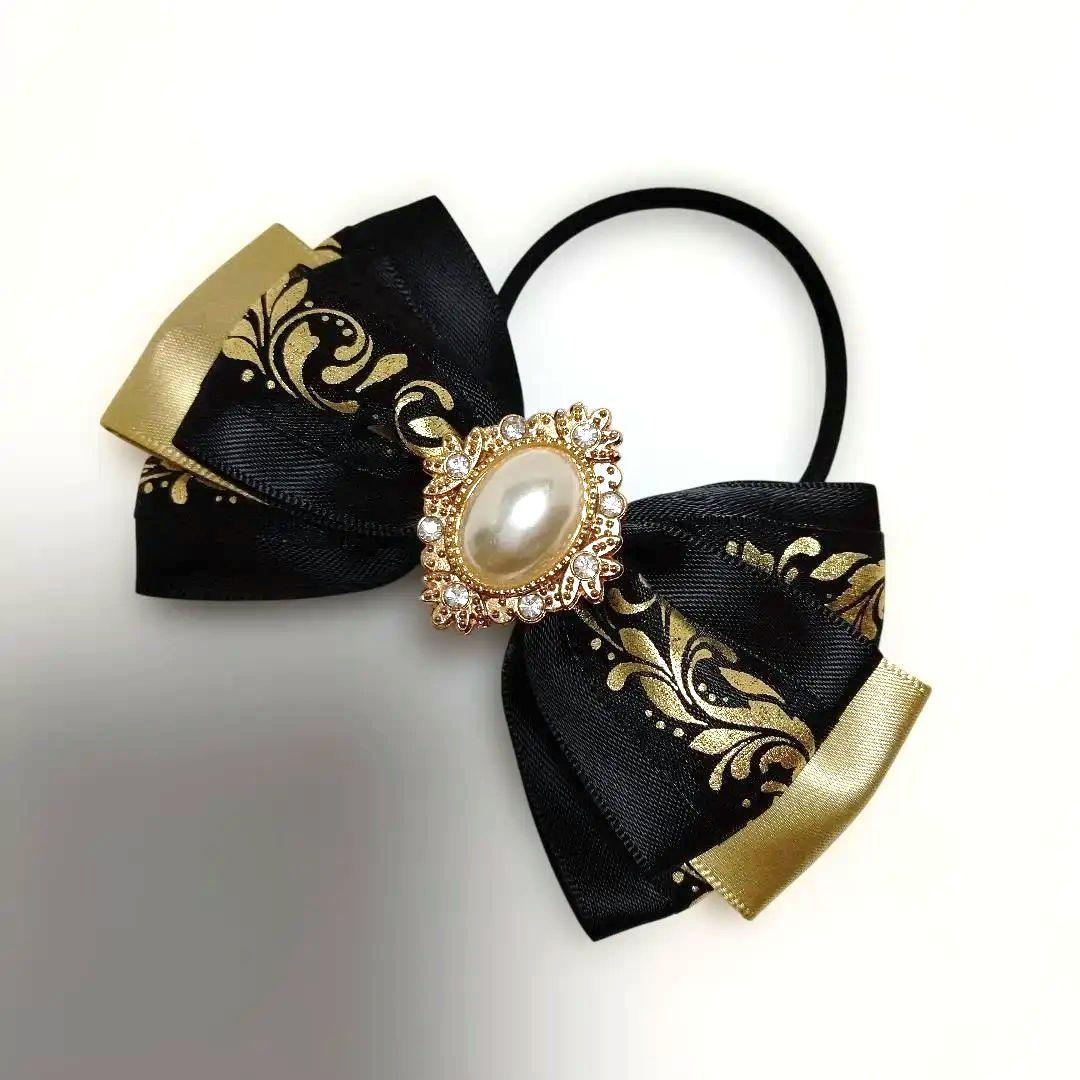 ★ペンライトリボン キンブレリボン★黒×金 ブラック ゴールド 手首にも可愛い