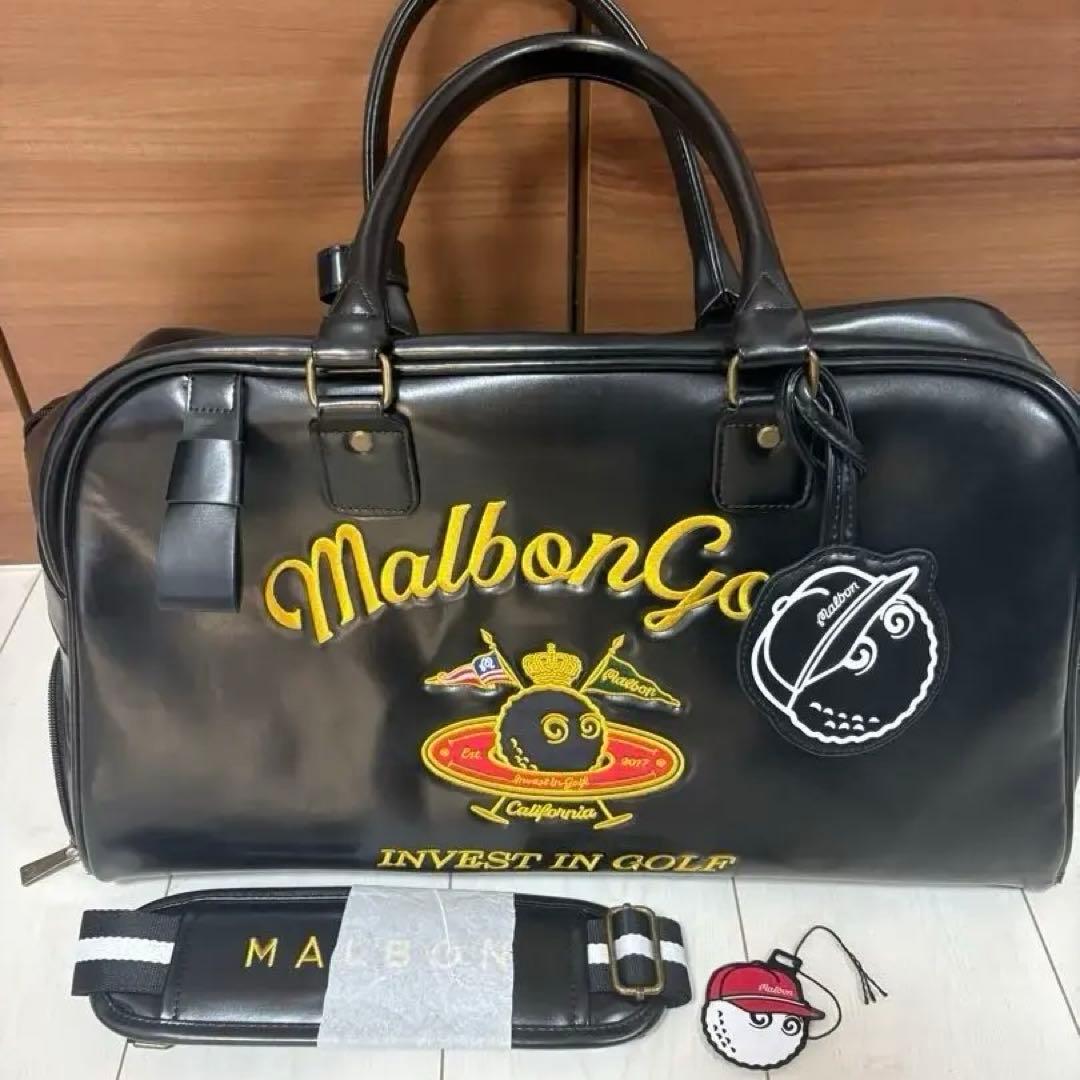 Malbon Golf/マルボンゴルフ　スペースバケットボストンバッグ　黒