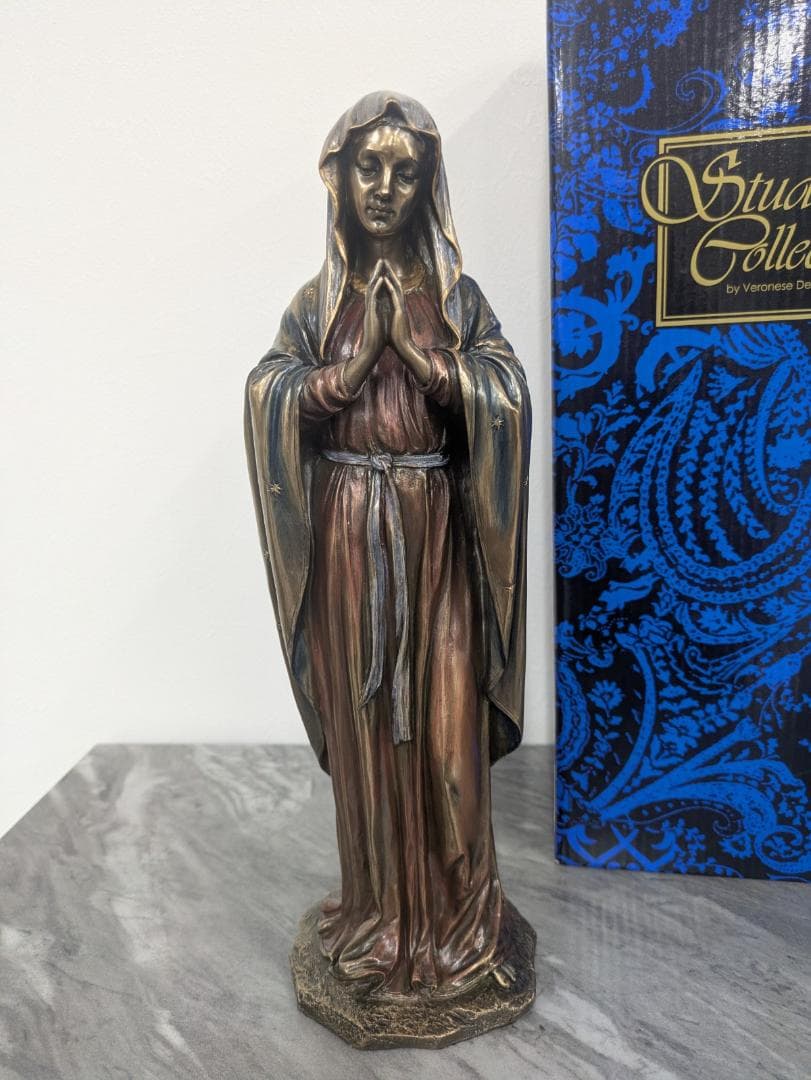 聖母マリア像 ブロンズ風 彫像 彫刻　約30㎝
