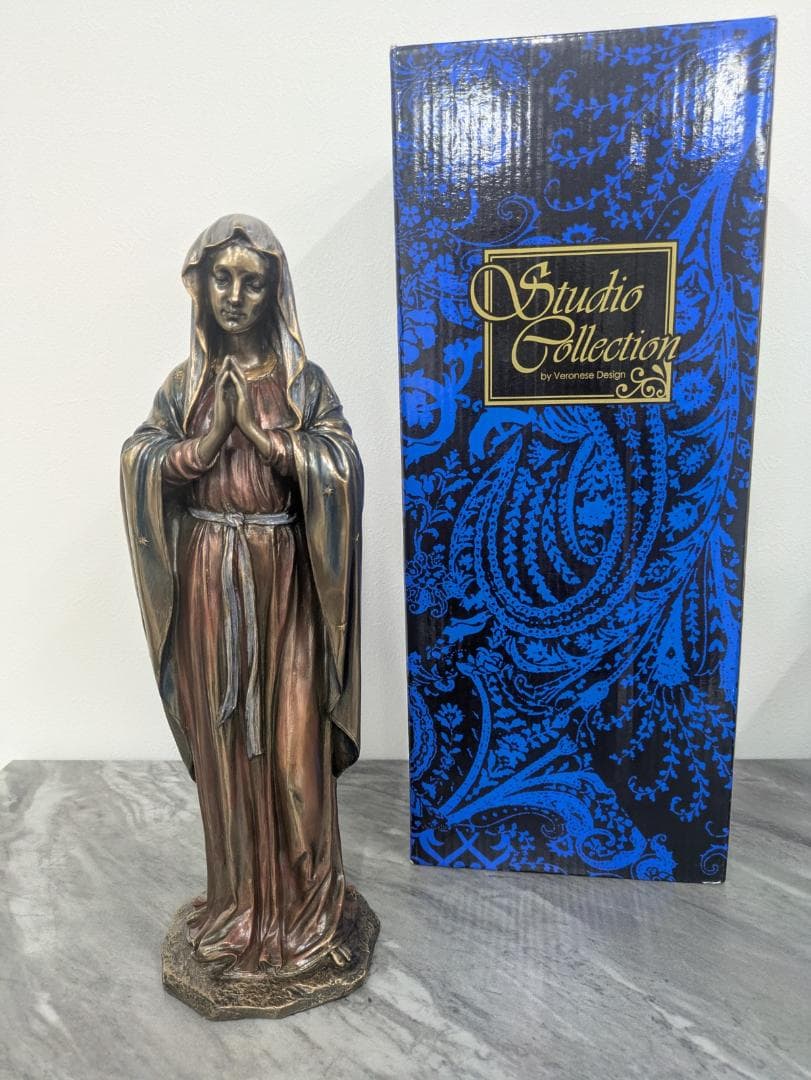 聖母マリア像 ブロンズ風 彫像 彫刻　約30㎝
