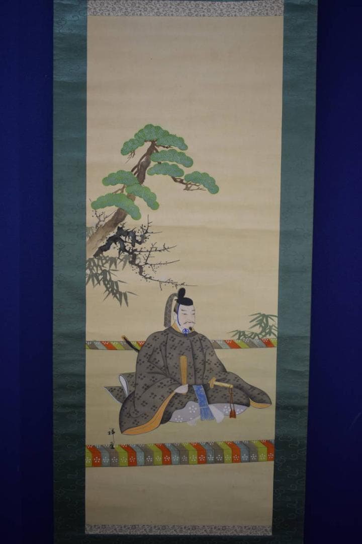 真作/祥堂/菅原道真公図/天神様/人物図/布袋屋掛軸HK-4