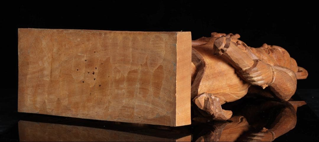 大型 木彫 仁王像 阿形 金剛力士像 59cm 仏像 一刀彫 仏教美術 古美術品