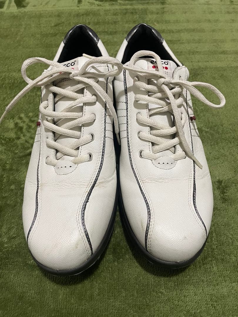 【美品】人気のecco ゴルフシューズ ホワイト スパイク