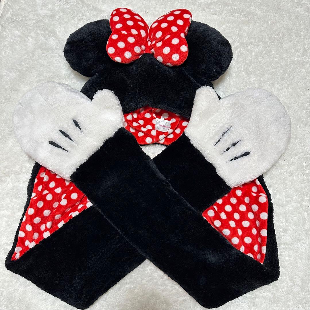 ディズニー　ミニー　マフラーファンキャップ　リボン