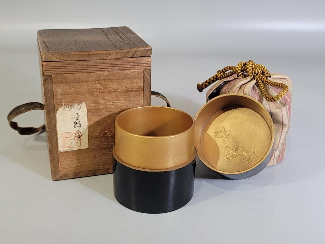 古美術 中次 内金 波千鳥 棗 時代物 茶道具