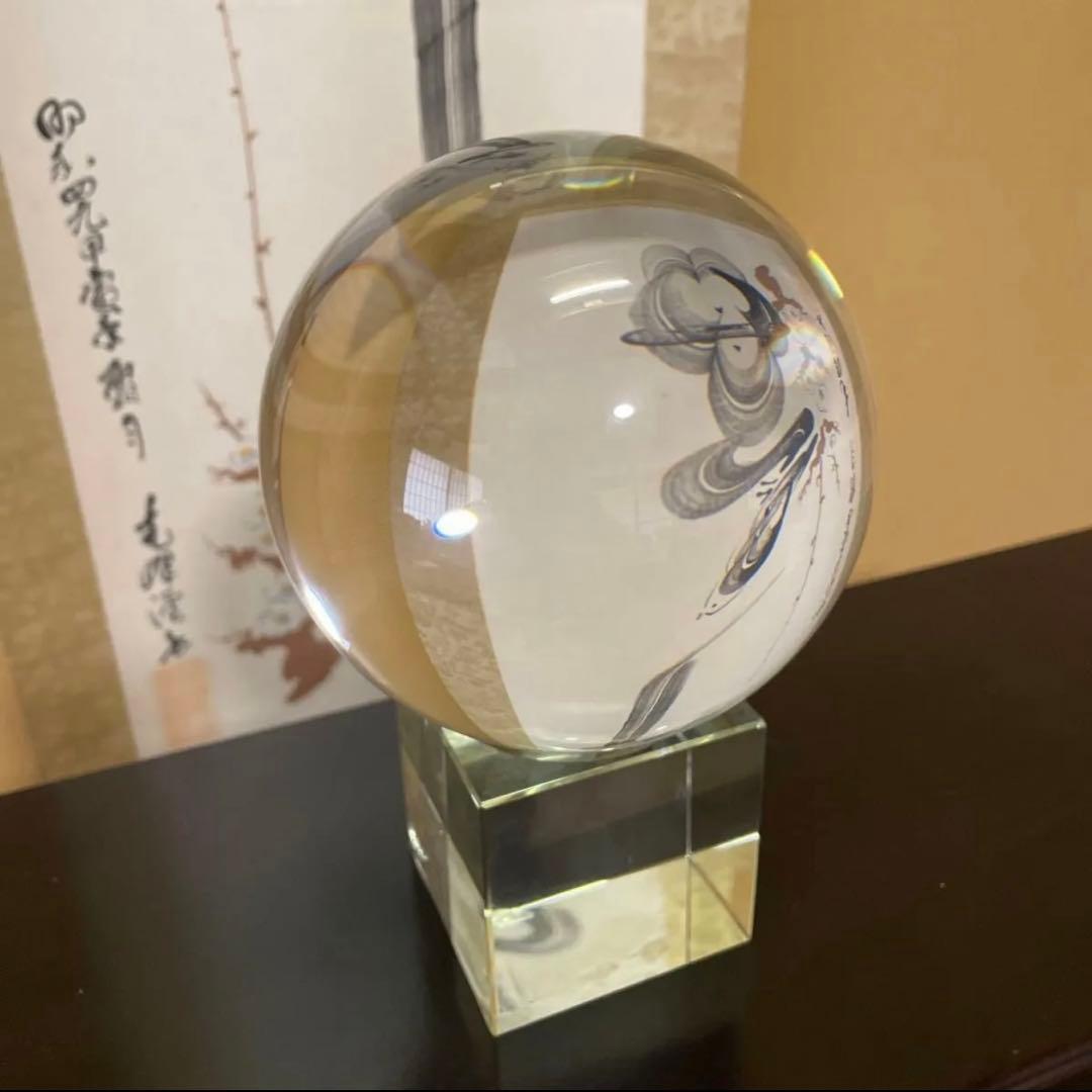 水晶玉 クリスタル 丸玉 直径(約)15cm 【台座付】風水グッズ 人工溶錬水晶