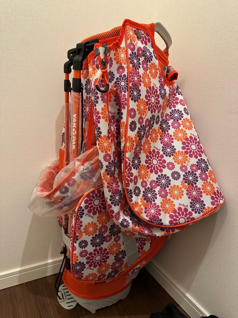 YAKPAK GOLF オレンジ 花柄 フラワー　キャディバック